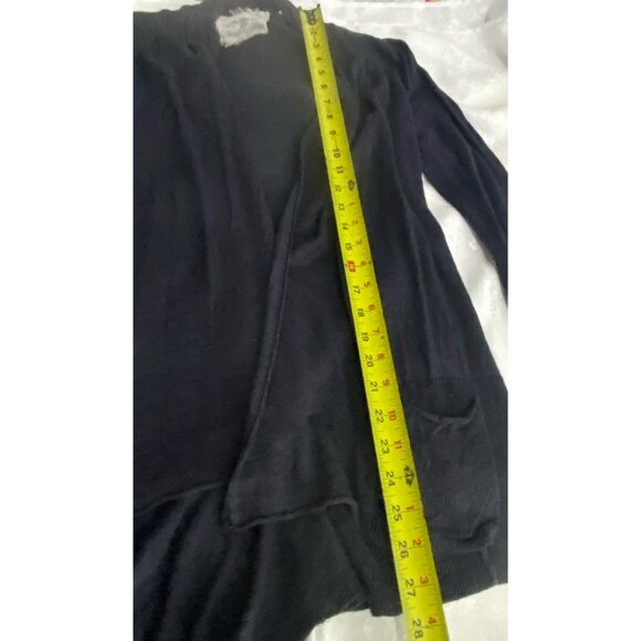 Angel Of The North Gray Size Small Ruffle Back Open Cardigan Linen Blend Pockets - Picture 7 of 11